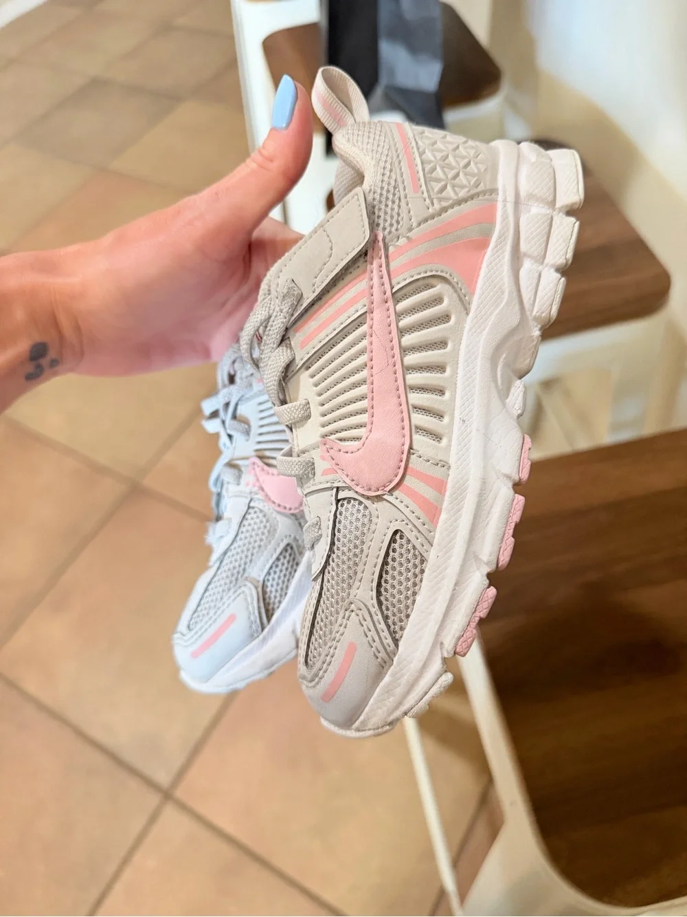 Nike Vomero Kids Beige and Pink Athletic Sneakers